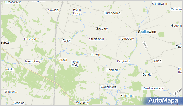 mapa Lewin gmina Sadkowice, Lewin gmina Sadkowice na mapie Targeo