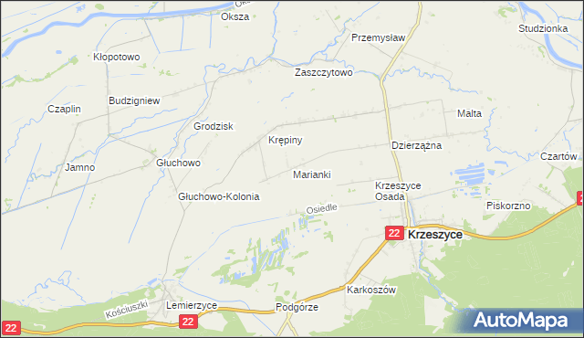 mapa Marianki gmina Krzeszyce, Marianki gmina Krzeszyce na mapie Targeo