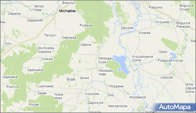 mapa Młodzawy Duże, Młodzawy Duże na mapie Targeo