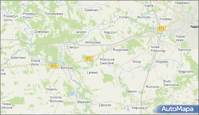 mapa Mokrzyce Dworskie, Mokrzyce Dworskie na mapie Targeo