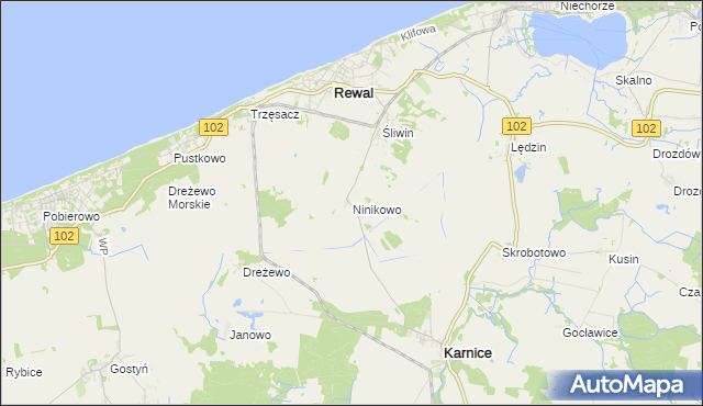 mapa Ninikowo, Ninikowo na mapie Targeo