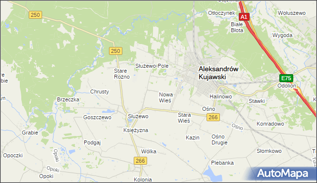 mapa Nowa Wieś gmina Aleksandrów Kujawski, Nowa Wieś gmina Aleksandrów Kujawski na mapie Targeo