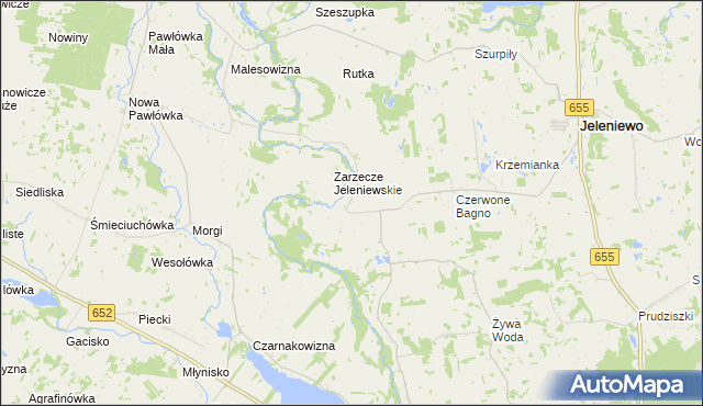 mapa Okrągłe gmina Jeleniewo, Okrągłe gmina Jeleniewo na mapie Targeo