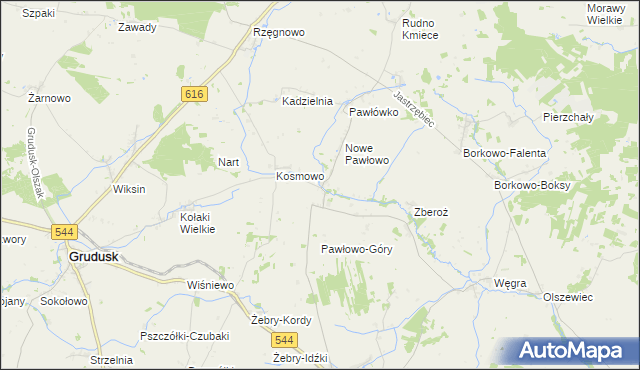 mapa Pawłowo Kościelne, Pawłowo Kościelne na mapie Targeo