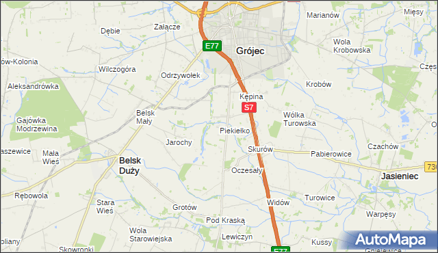 mapa Piekiełko gmina Grójec, Piekiełko gmina Grójec na mapie Targeo