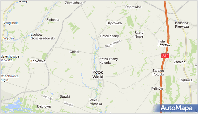 mapa Potok-Stany Kolonia, Potok-Stany Kolonia na mapie Targeo