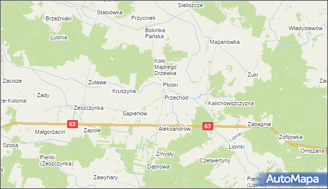 mapa Przechód gmina Sosnówka, Przechód gmina Sosnówka na mapie Targeo
