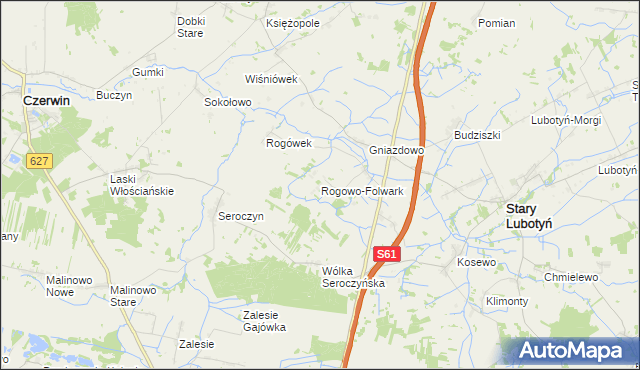 mapa Rogowo-Folwark, Rogowo-Folwark na mapie Targeo