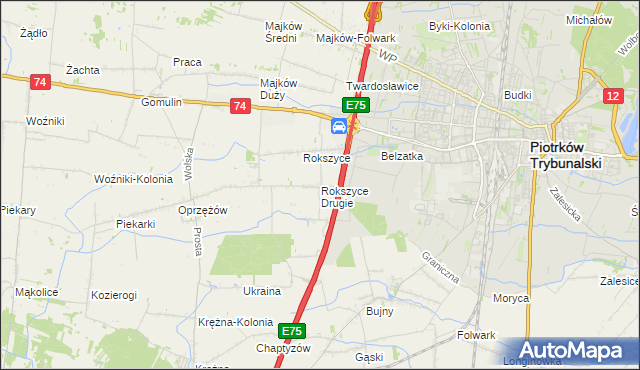 mapa Rokszyce Drugie, Rokszyce Drugie na mapie Targeo