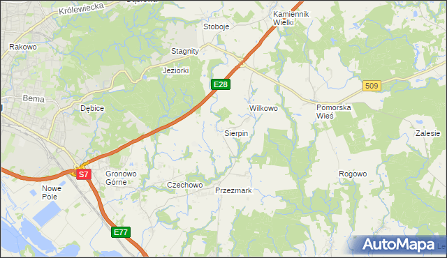 mapa Sierpin, Sierpin na mapie Targeo