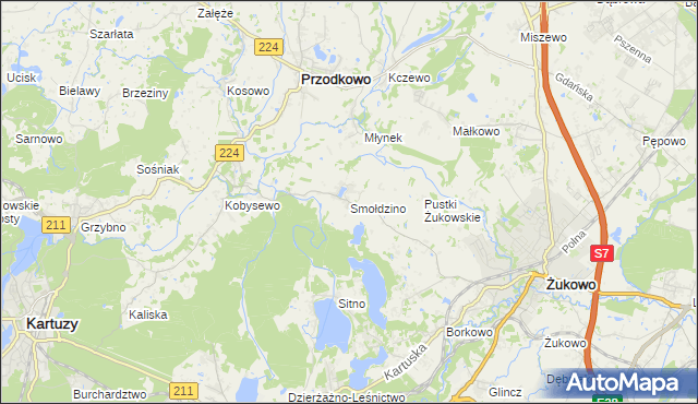 mapa Smołdzino gmina Przodkowo, Smołdzino gmina Przodkowo na mapie Targeo