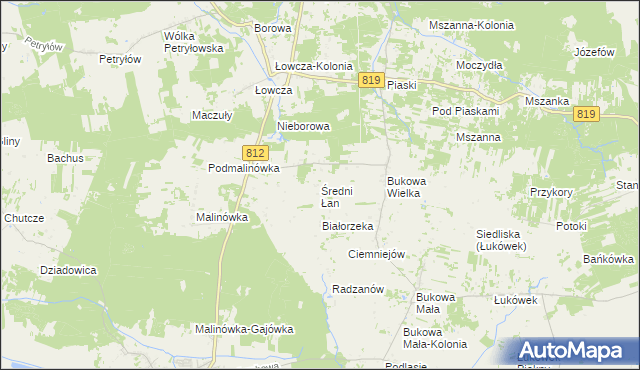 mapa Średni Łan, Średni Łan na mapie Targeo