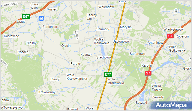 mapa Stachowo gmina Lesznowola, Stachowo gmina Lesznowola na mapie Targeo