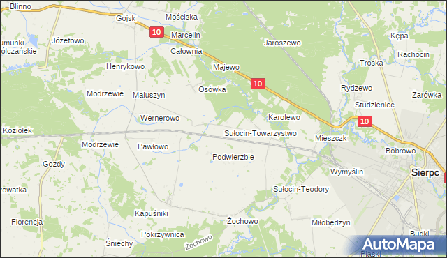 mapa Sułocin-Towarzystwo, Sułocin-Towarzystwo na mapie Targeo