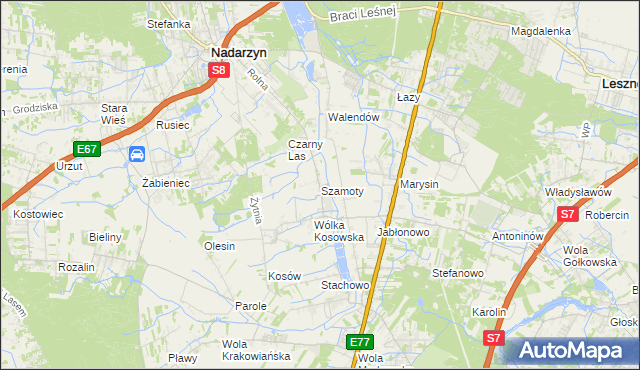 mapa Szamoty gmina Nadarzyn, Szamoty gmina Nadarzyn na mapie Targeo