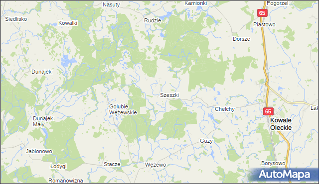 mapa Szeszki gmina Kowale Oleckie, Szeszki gmina Kowale Oleckie na mapie Targeo