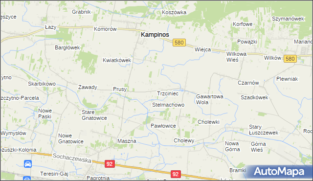 mapa Trzciniec gmina Leszno, Trzciniec gmina Leszno na mapie Targeo