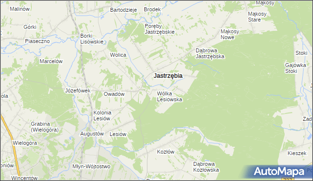 mapa Wólka Lesiowska, Wólka Lesiowska na mapie Targeo