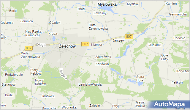 mapa Zakrzówek gmina Żelechów, Zakrzówek gmina Żelechów na mapie Targeo