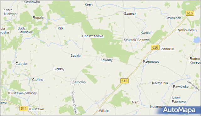mapa Zawady gmina Dzierzgowo, Zawady gmina Dzierzgowo na mapie Targeo