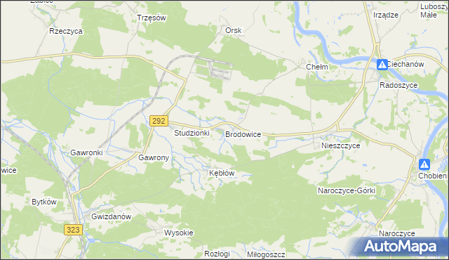 mapa Brodowice, Brodowice na mapie Targeo