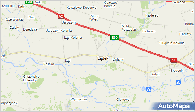 mapa Lądek powiat słupecki, Lądek powiat słupecki na mapie Targeo