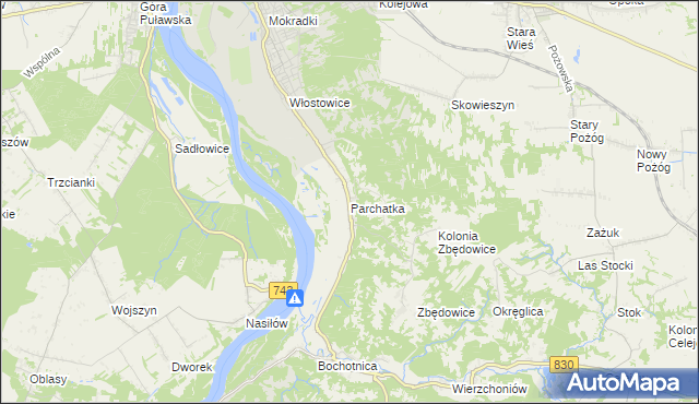 mapa Parchatka, Parchatka na mapie Targeo