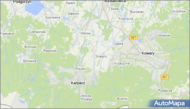 mapa Ściegny, Ściegny na mapie Targeo