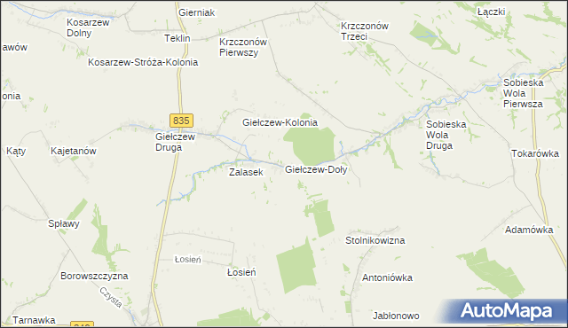 mapa Giełczew-Doły, Giełczew-Doły na mapie Targeo
