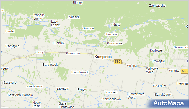 mapa Kampinos, Kampinos na mapie Targeo