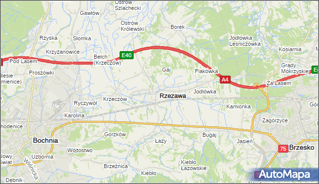 mapa Rzezawa, Rzezawa na mapie Targeo