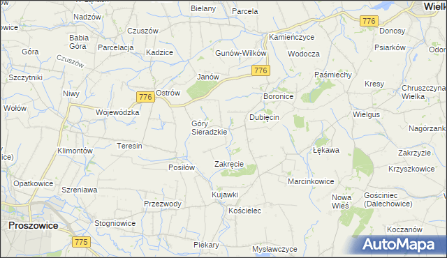 mapa Sieradzice, Sieradzice na mapie Targeo