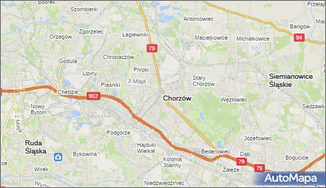 mapa Chorzów, Chorzów na mapie Targeo