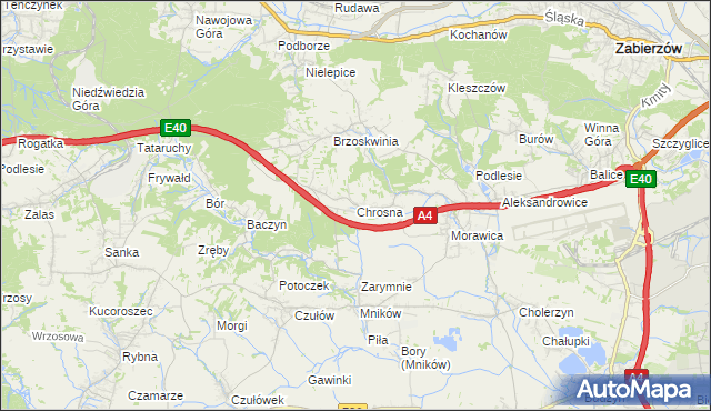 mapa Chrosna gmina Liszki, Chrosna gmina Liszki na mapie Targeo