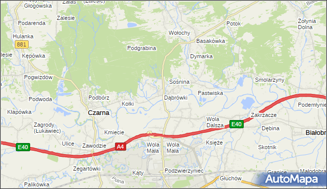 mapa Dąbrówki gmina Czarna, Dąbrówki gmina Czarna na mapie Targeo