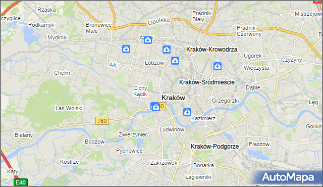 mapa Krakowa, Kraków na mapie Targeo