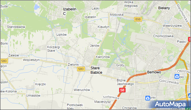 mapa Kwirynów gmina Stare Babice, Kwirynów gmina Stare Babice na mapie Targeo