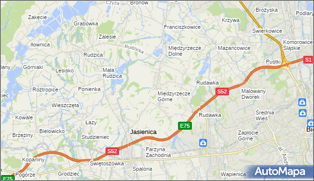 mapa Międzyrzecze Górne, Międzyrzecze Górne na mapie Targeo