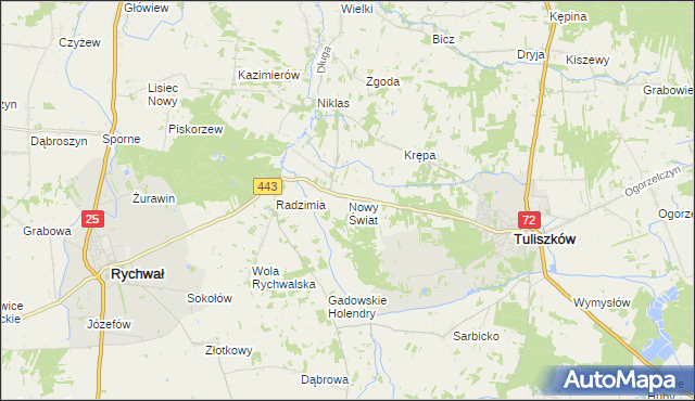 mapa Nowy Świat gmina Tuliszków, Nowy Świat gmina Tuliszków na mapie Targeo