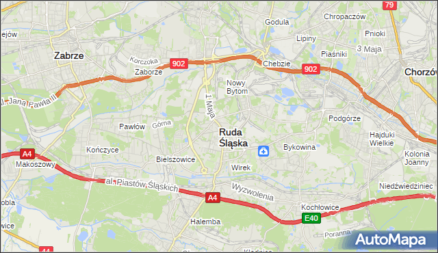 mapa Rudy Śląskiej, Ruda Śląska na mapie Targeo
