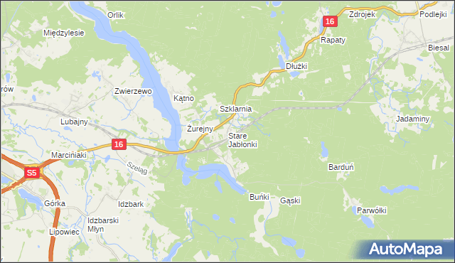 mapa Stare Jabłonki, Stare Jabłonki na mapie Targeo