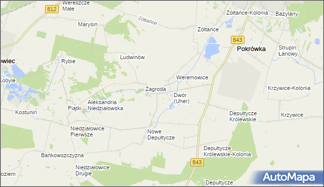 mapa Uher, Uher na mapie Targeo