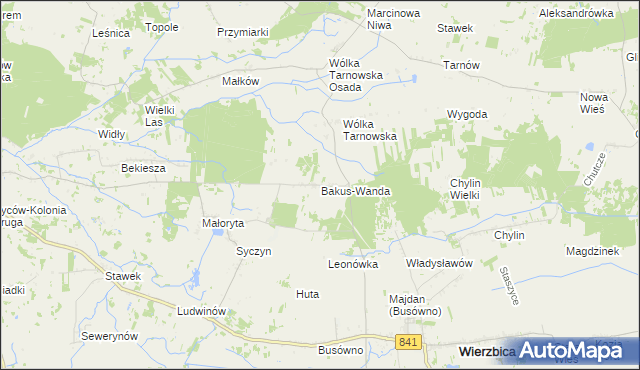 mapa Bakus-Wanda, Bakus-Wanda na mapie Targeo
