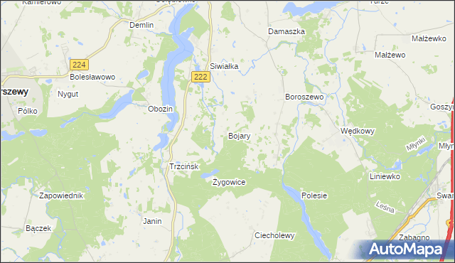 mapa Bojary gmina Tczew, Bojary gmina Tczew na mapie Targeo