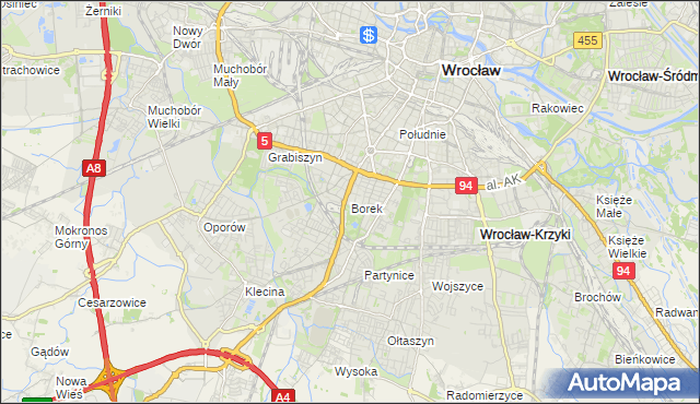 mapa Borek gmina Wrocław, Borek gmina Wrocław na mapie Targeo