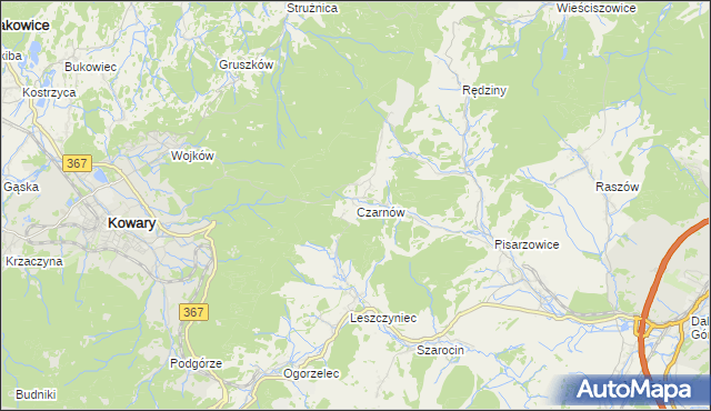 mapa Czarnów gmina Kamienna Góra, Czarnów gmina Kamienna Góra na mapie Targeo