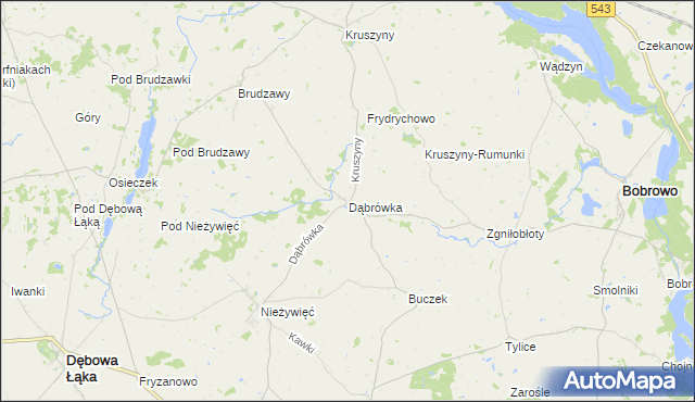 mapa Dąbrówka gmina Bobrowo, Dąbrówka gmina Bobrowo na mapie Targeo