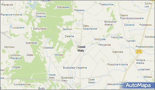 mapa Osiek Mały powiat kolski, Osiek Mały powiat kolski na mapie Targeo