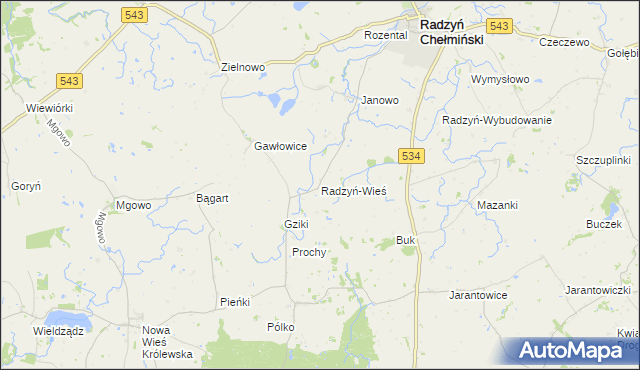 mapa Radzyń-Wieś, Radzyń-Wieś na mapie Targeo