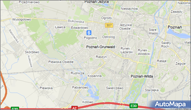 mapa Raszyn gmina Poznań, Raszyn gmina Poznań na mapie Targeo